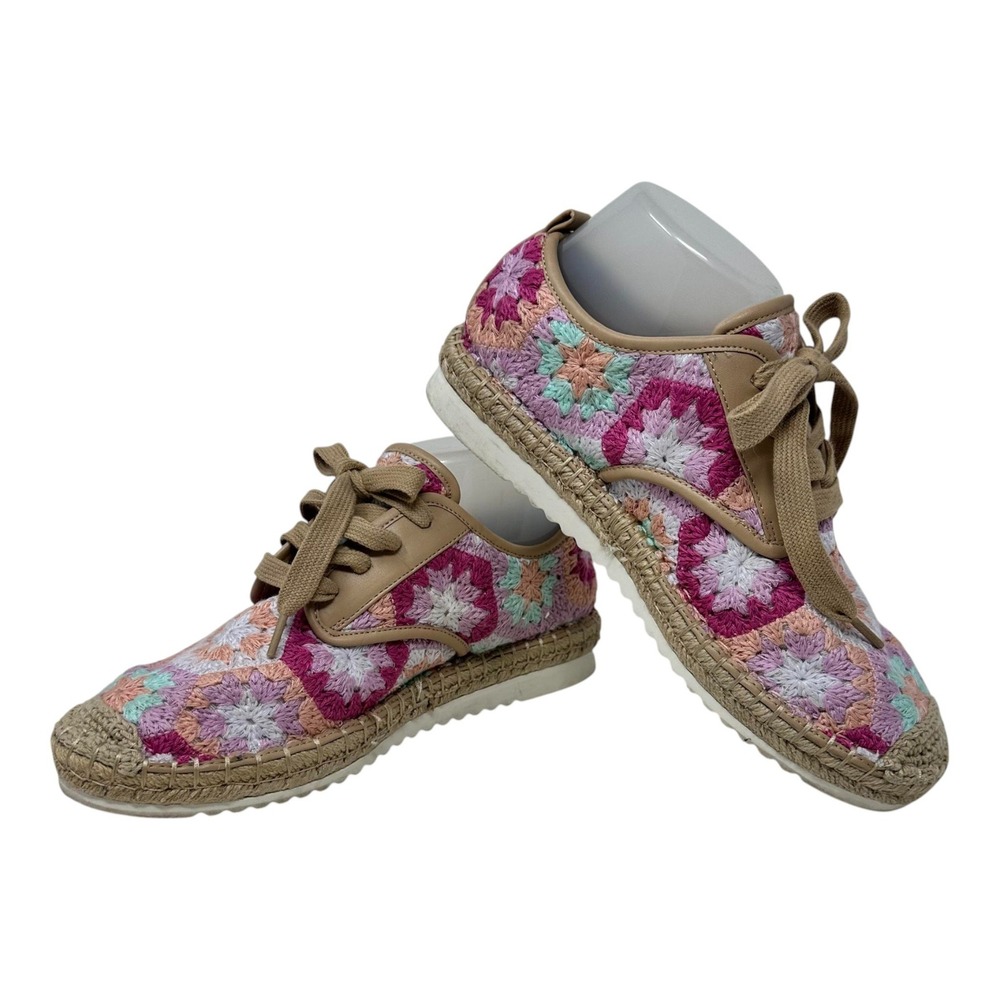 Espadrille Sneakers Womens Size 8M Pink Crochet Cottagecore Boho Whimsical Fairy